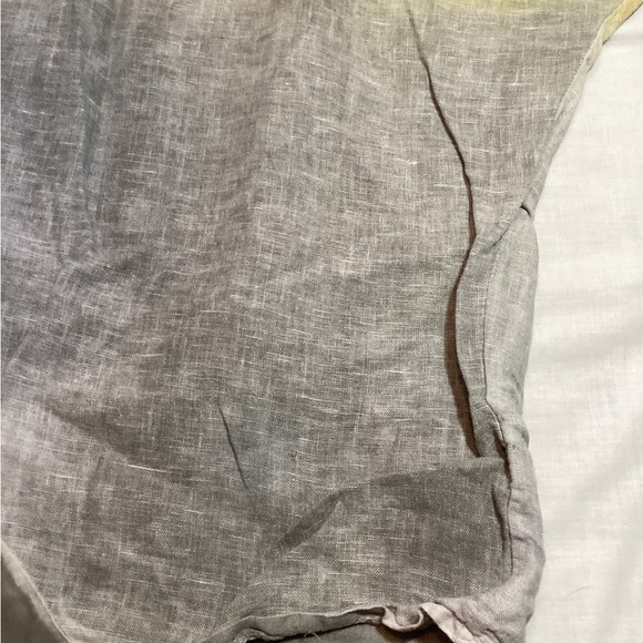 Belle France Linen Oversized Blouse Short Sleeve Pull Over Shirt Grey/Yellow L - Picture 11 of 13